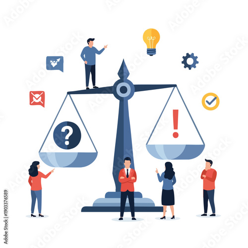 Businesspeople Weighing Options on Scale