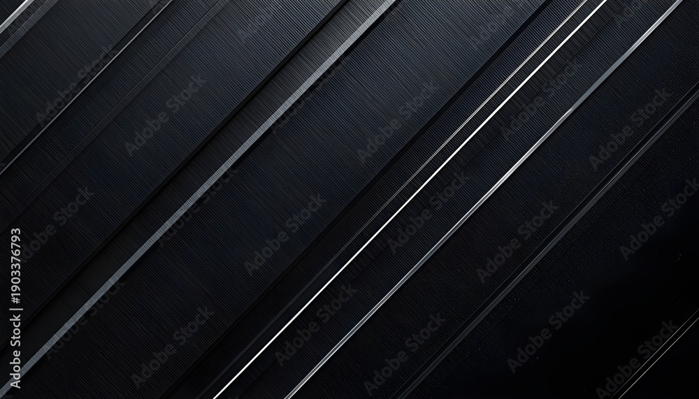 Obraz premium A close-up view of sleek black metallic panels with subtle diagonal lines and reflective surfaces