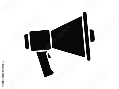 Bold silhouette vector illustration of a megaphone, symbolizing announcement or protest