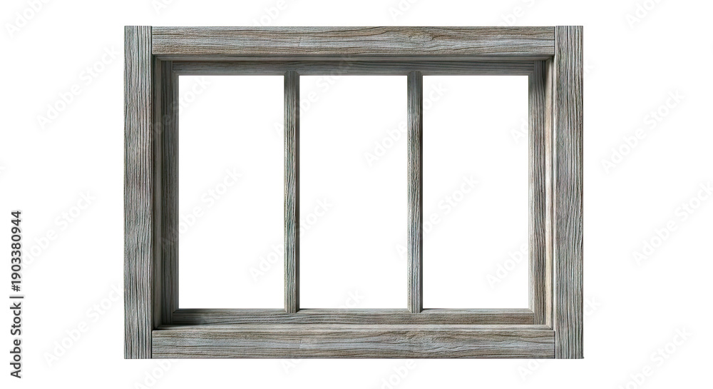 Obraz premium Rustic Wooden Window Frame with Three Panes