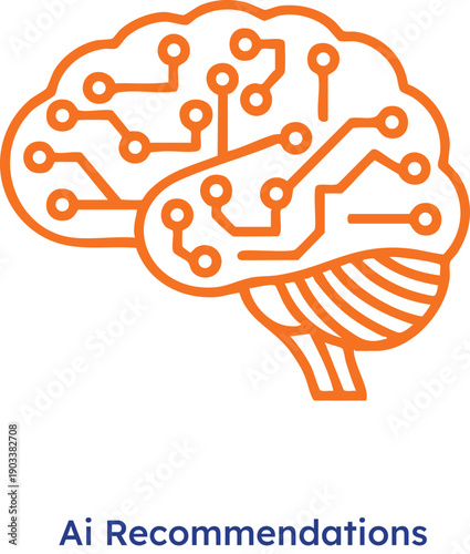 Brain with circuit board design representing ai recommendations and machine learning technology