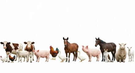 Vibrant and Diverse Collection of Farm Animals in a Barnyard Setting for Marketing Purposes