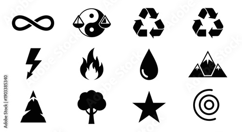 Black icons of various symbols 2.