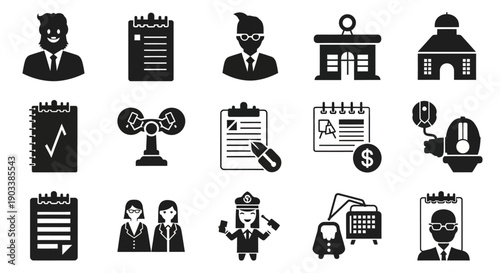 Business people icons and documents.