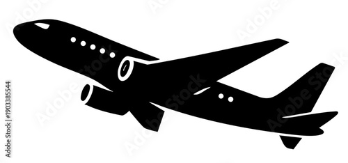 Airplane Silhouette for Aviation Transport, Travel Industry and Global Connectivity Story