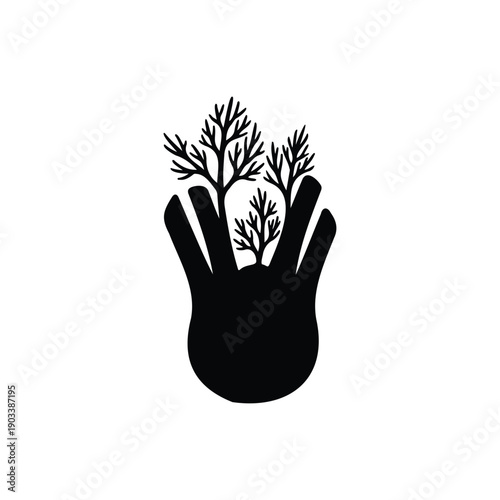 Fennel silhouette icon vector flat design.