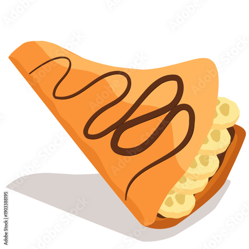 banana crepe  filled with sliced bananas.