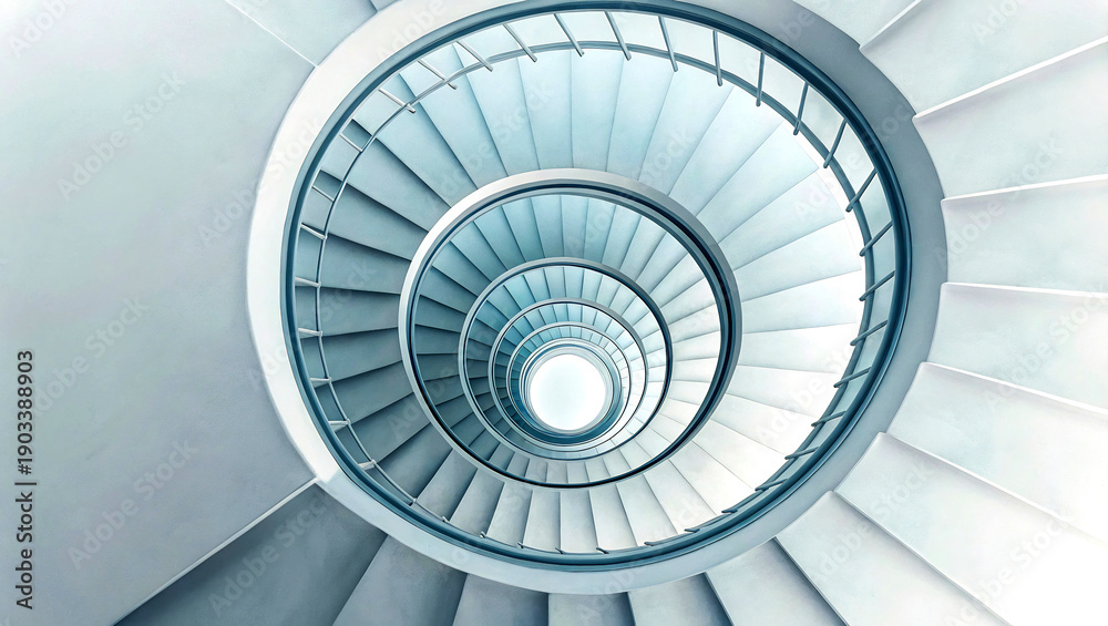 Fototapeta premium Modern Spiral Staircase Architecture with Abstract Top-Down View