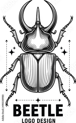 Vintage beetle insect logo vector illustration