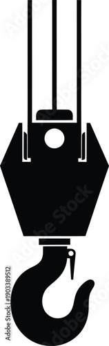 Industrial crane hook silhouette vector icon