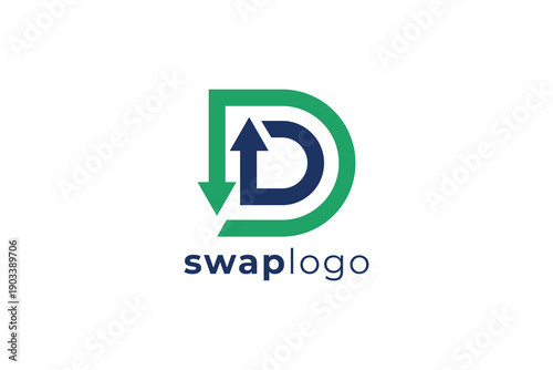 Modern Letter D Swap Arrow Logo for Business Exchange and Digital Branding