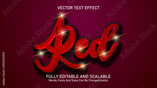 Red 3D text effect vector and editable