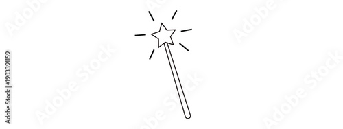A sparkling magic wand with an outlined star at its tip.