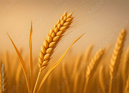 Golden Wheat Ear in Field at Harvest Time Agriculture Background
