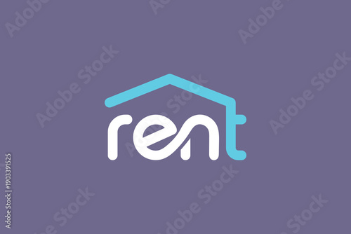 Modern Rent Wordmark Logo Design for Real Estate and Property Rental Branding