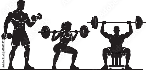 Gym workout silhouette vector.