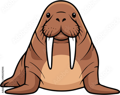 Cartoon Walrus Sitting Down.