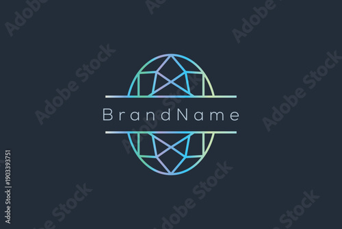 Elegant Oval Shape Crystal Logo for Luxury, Jewelry, and Premium Branding