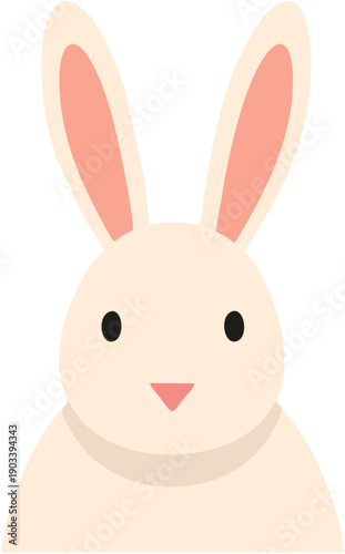 Cute Cartoon Rabbit Face Closeup.