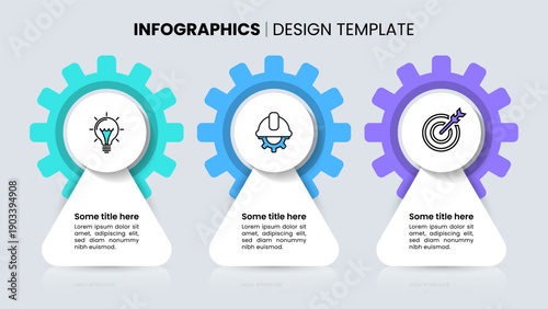 Infographics template. Abstract gears with 3 banners