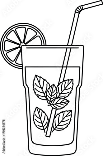 Refreshing summer drink with mint leaves and lime