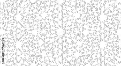 Intricate Geometric Islamic Star Pattern Vector Illustration, Seamless Arabesque Background for Decorative Design and Cultural Art