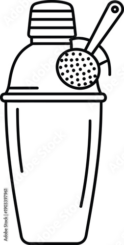 Cocktail shaker with strainer and jigger