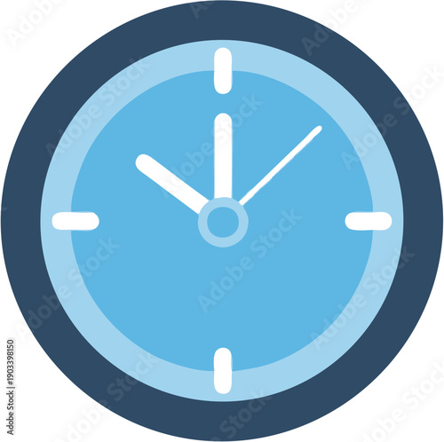 Simple Blue Clock Face Icon.