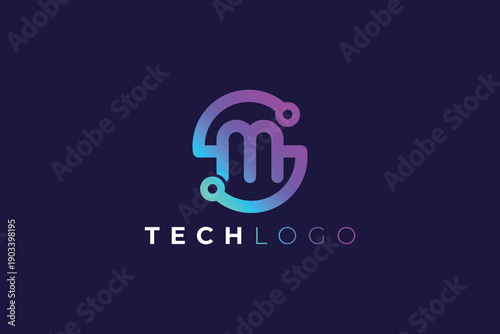 Modern Letter S M Monogram Technology Logo Design for Digital and Startup Branding