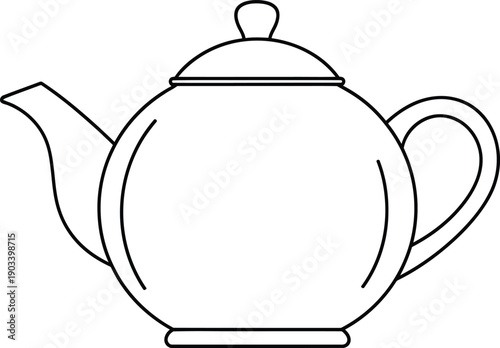 A simple line drawing of a teapot with a lid and handle
