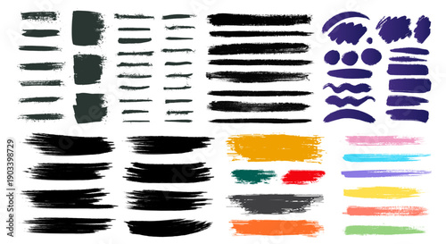 Grunge Brush stroke set. Abstract paint brush stroke texture set