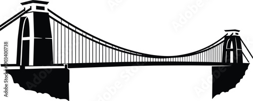Suspension bridge silhouette vector