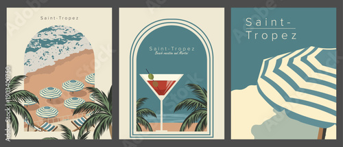Saint-Tropez set of posters, banners, postcards, covers