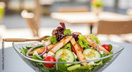 Fresh mixed green healthy salad bowl.
