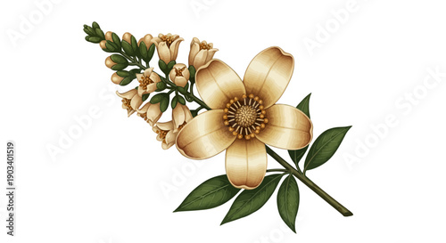 Stylized illustration of colorful coral with small flower-like polyps