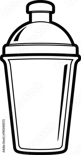 A simple line drawing of a cocktail shaker