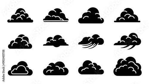 Collection of various cloud icons.