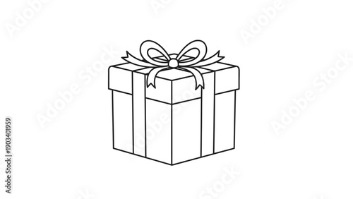 Gift box with ribbon bow.
