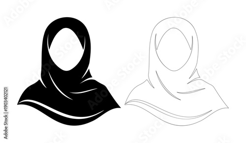 Elegant hijab designs in contrasting black and white for modern modest fashion.