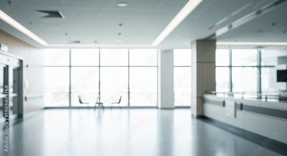 Fototapeta premium Bright and Airy Hospital Interior Featuring Modern Design, Abstract Architecture, and Calming Space