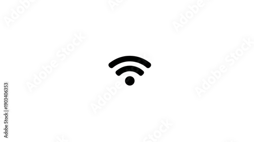 A black signal icon with three curved lines above a central dot on a white background