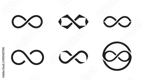 Infinity symbols in various designs.