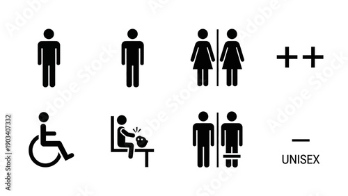 Restroom signs for different users.