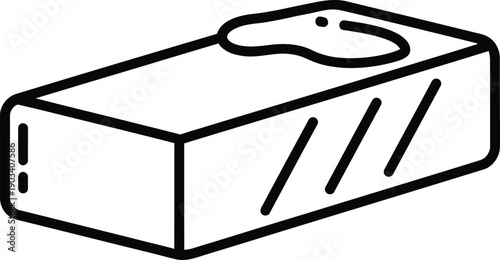 Simple line drawing of a rectangular object with a handle