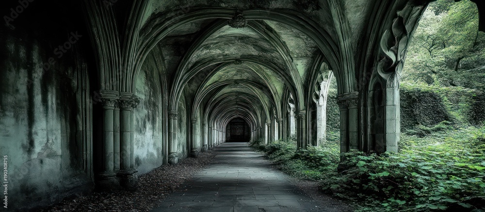 Naklejka premium Abandoned Gothic Passageway