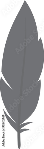 Writing feather icon. Decorative flight black element