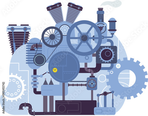Machinery concept. Mechanical process. Industrial engineering technology