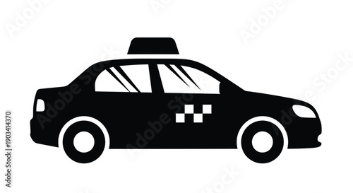 Black silhouette of a taxi car with taxi sign