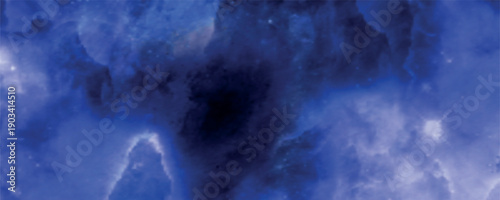 Gradient Mesh Vector Deep Blue Nebula Cosmic Background. Mystical Blue Nebula with Stars