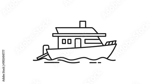 Houseboat on the water surface.